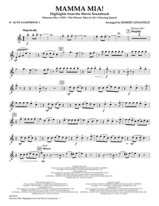 Mamma Mia! - Highlights from the Movie Soundtrack - Eb Alto Saxophone 1
