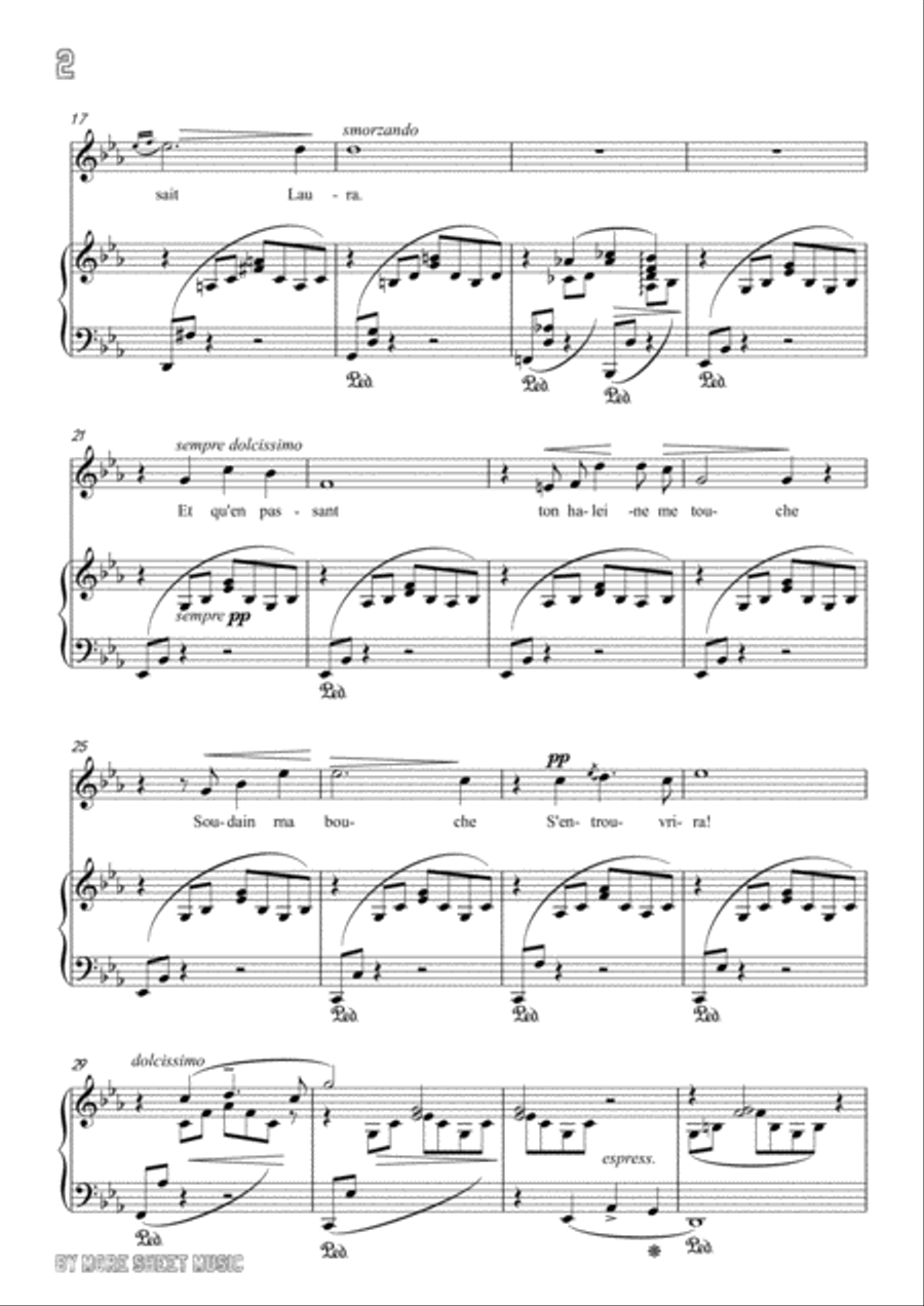 Liszt-Oh!Quand je dors in E flat Major,for Voice and Piano Voice Solo scores gallery preview page 4