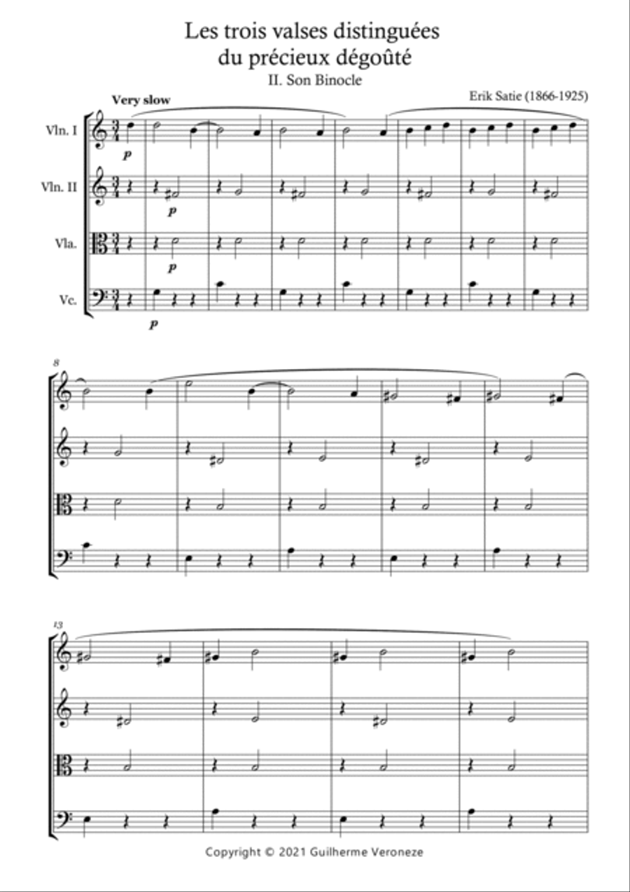Les trois valses distinguées du précieux dégoûté. II. Son Binocle String Quartet scores gallery preview page 2