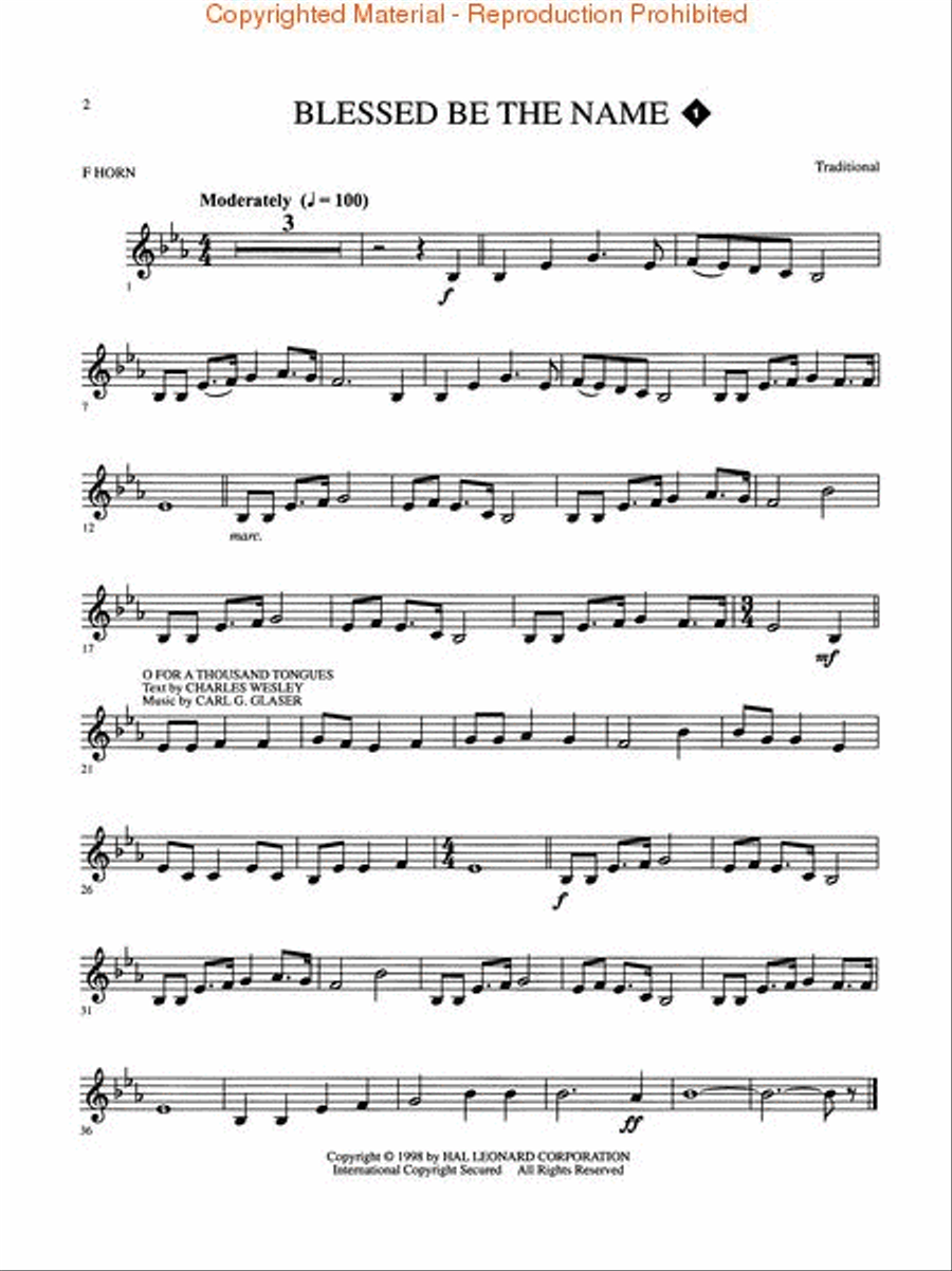 Praise & Worship Hymn Solos Horn scores gallery preview page 2