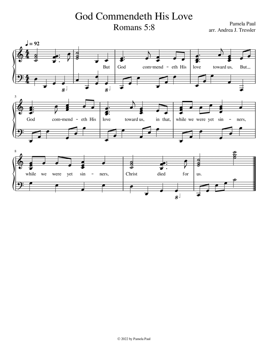 God Commendeth His Love (Romans 5:8) Voice scores gallery preview page 1