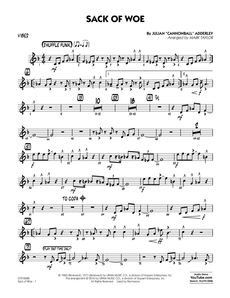 Sack of Woe - Vibes Vibraphone scores gallery preview page 1