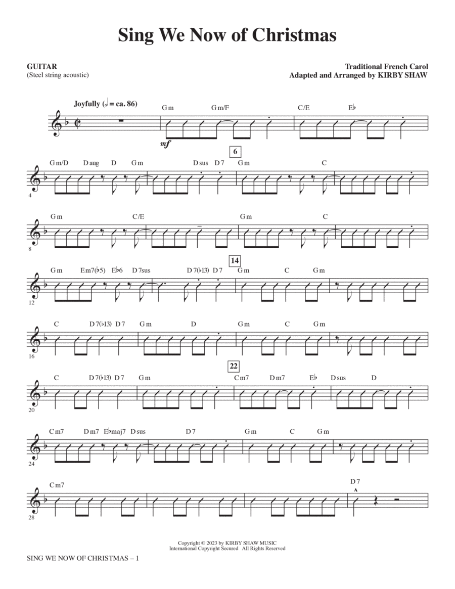 Sing We Now of Christmas (arr. Kirby Shaw) - Guitar Choir scores gallery preview page 1