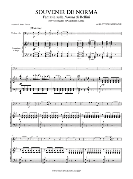 Souvenir de Norma. Fantasia on Bellini’s "Norma" for Violoncello and Piano (Harp)