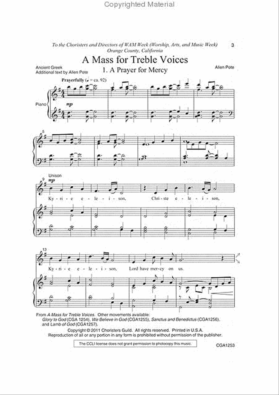 A Mass for Treble Voices - A Prayer for Mercy SSA scores gallery preview page 2
