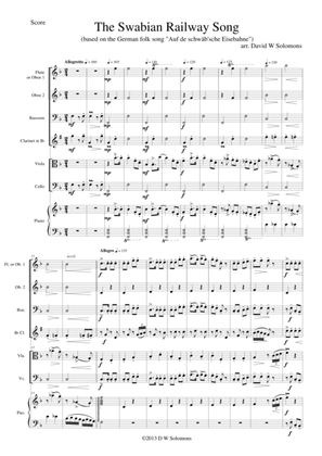 Railway Song (Auf de schwäb'sche Eisebahne) flute, oboe, clarinet, bassoon, viola, cello, piano