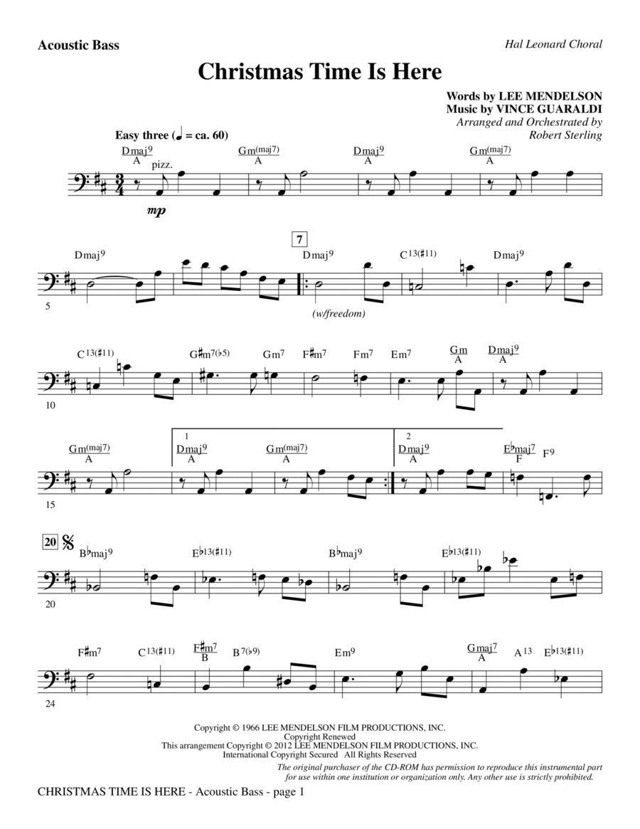 Christmas Time Is Here - Acoustic Bass Choir scores gallery preview page 1