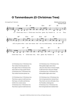 O Tannenbaum (O Christmas Tree) - Key of D-Flat Major
