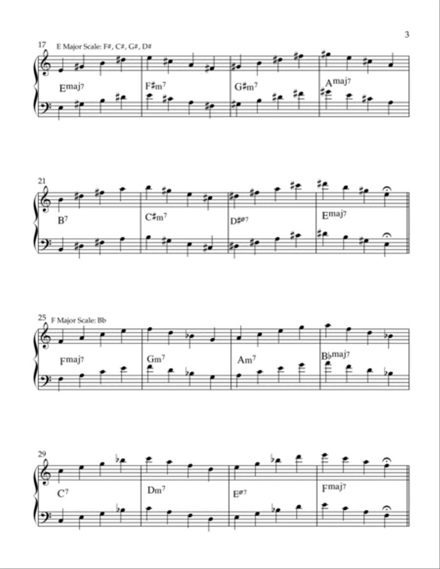 Chord Study: 7th Chords in Major White Keys Piano Method scores gallery preview page 3