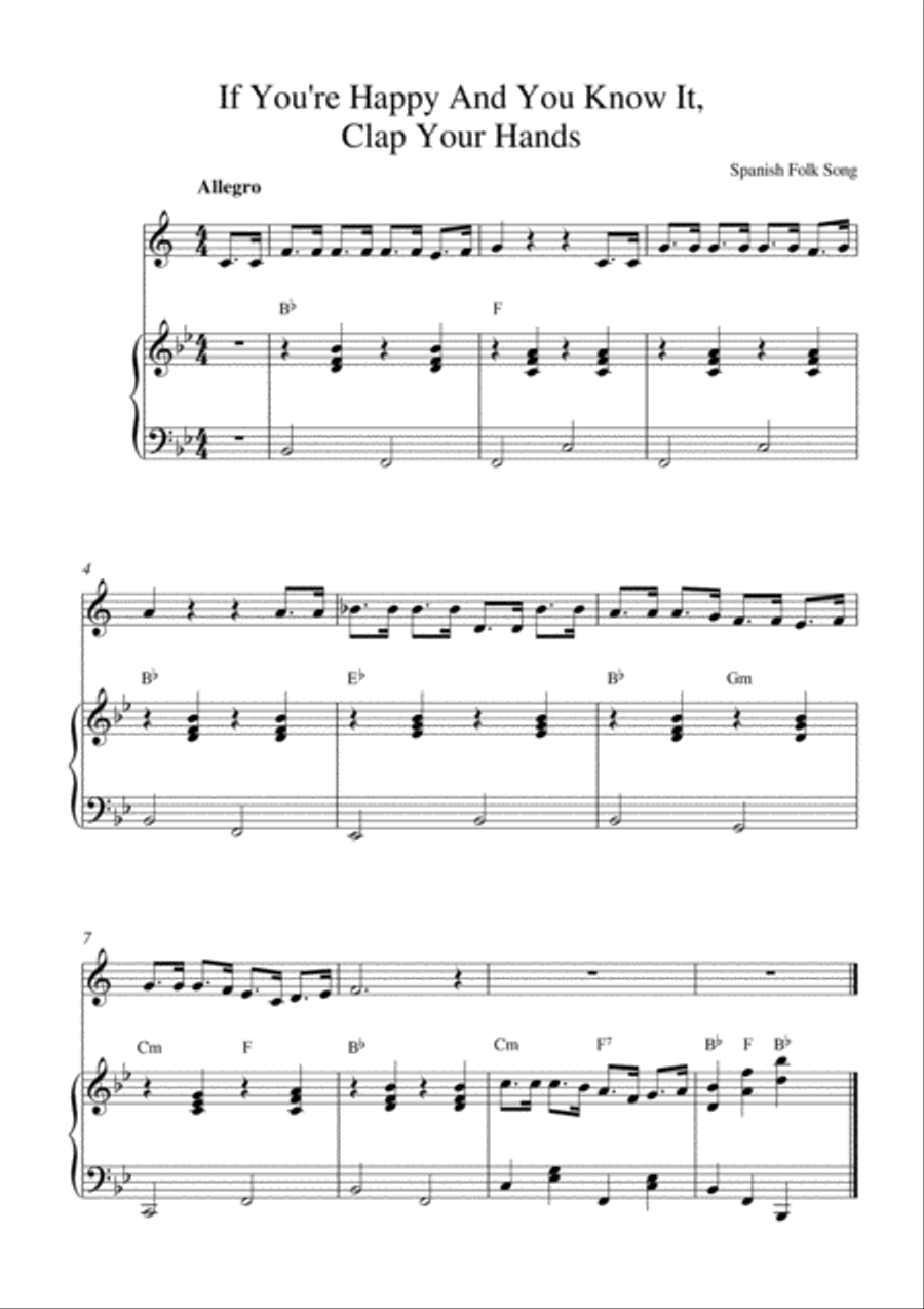 If You're Happy And You Know It, Clap Your Hands Horn scores gallery preview page 1