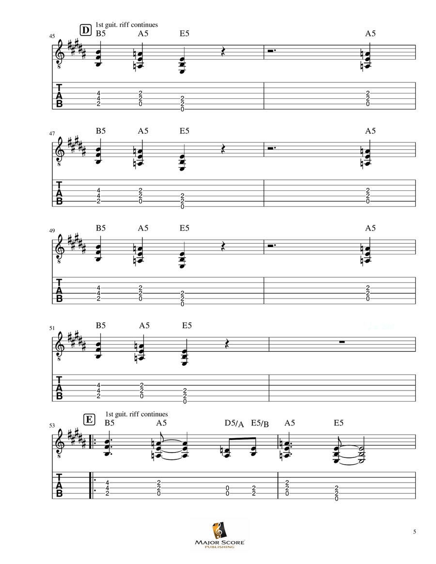 Thunderstruck Guitar Tablature scores gallery preview page 5