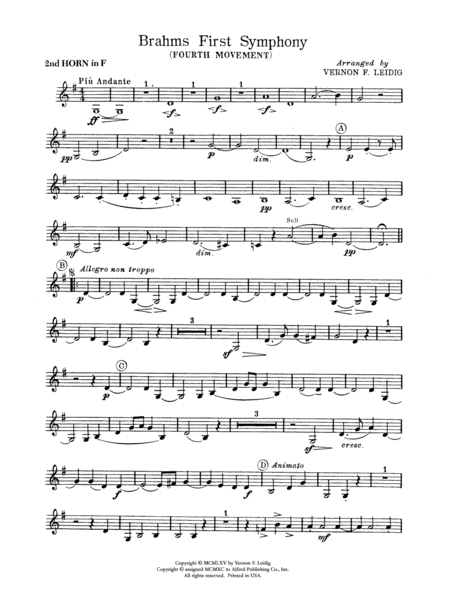 Brahms's 1st Symphony, 4th Movement: 2nd F Horn