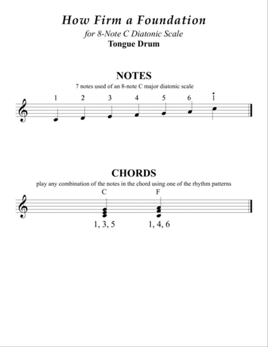How Firm a Foundation (for 8-note C major diatonic scale Tongue Drum) Percussion scores gallery preview page 4