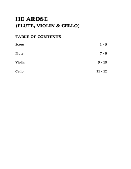 He Arose (Trio for Flute, Violin and Cello) image number null