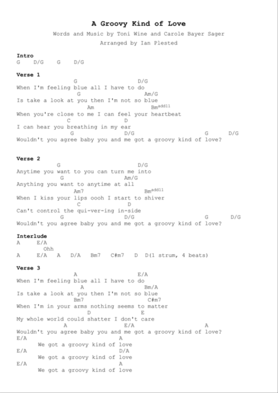 A Groovy Kind Of Love Electric Guitar scores gallery preview page 1