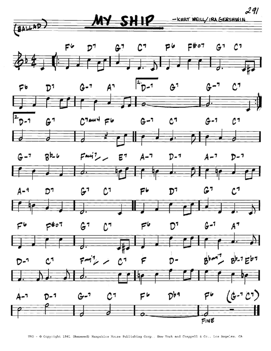 My Ship My Ship C Instrument scores gallery preview page 1