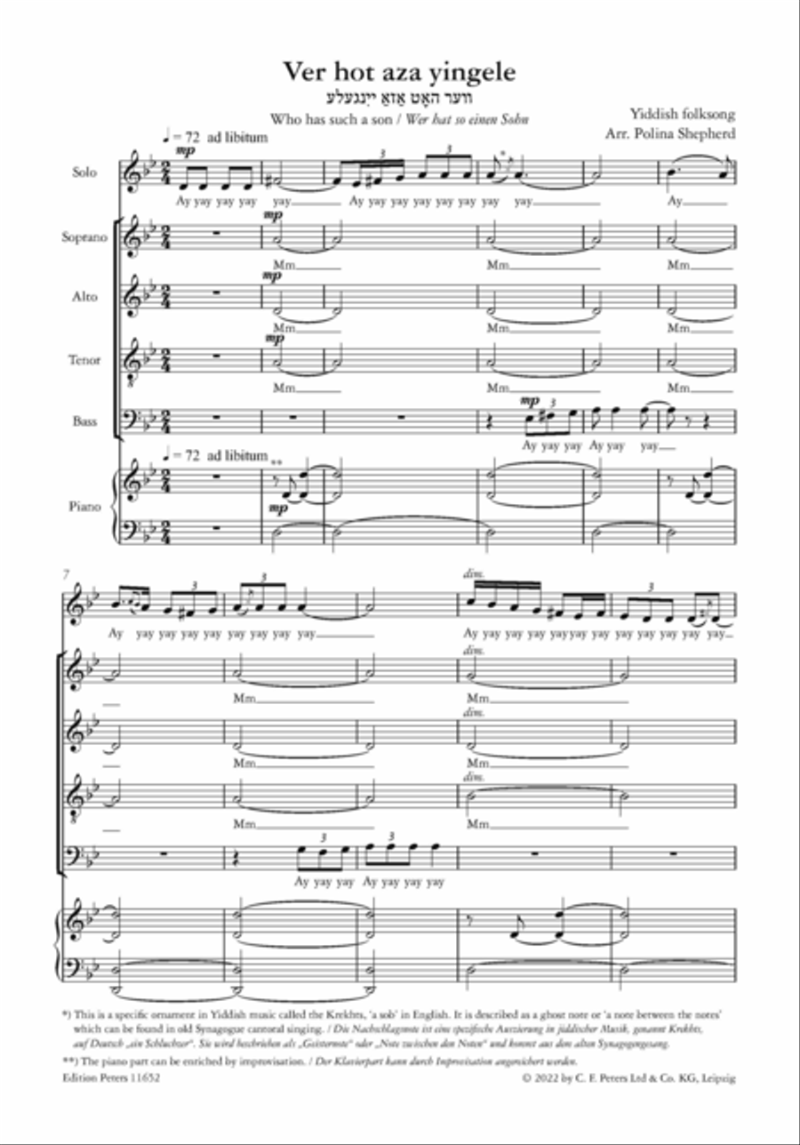 Ver hot aza yingele (Who has such a son) 4-Part scores gallery preview page 4