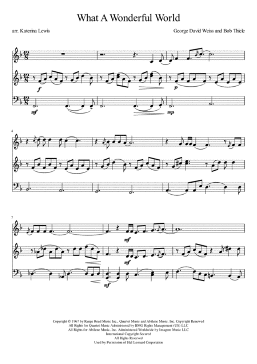 What A Wonderful World String Trio scores gallery preview page 1