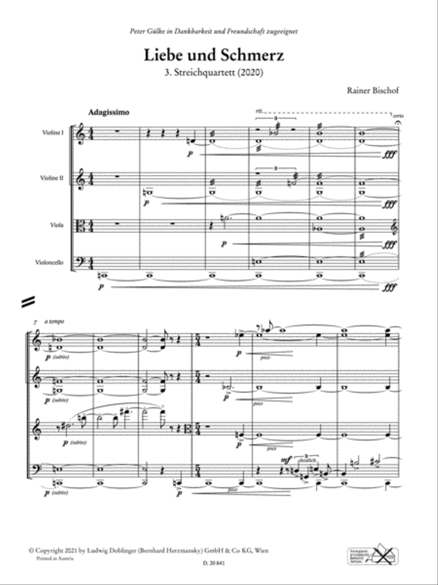 Liebe und Schmerz String Quartet scores gallery preview page 2