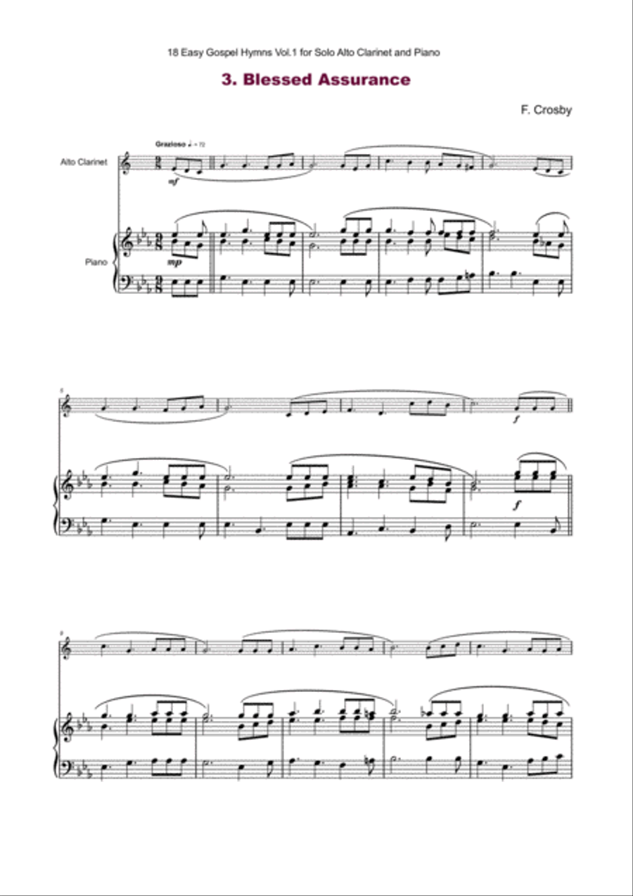 18 Gospel Hymns Vol.1 for Solo Alto Clarinet and Piano E-Flat Clarinet scores gallery preview page 5