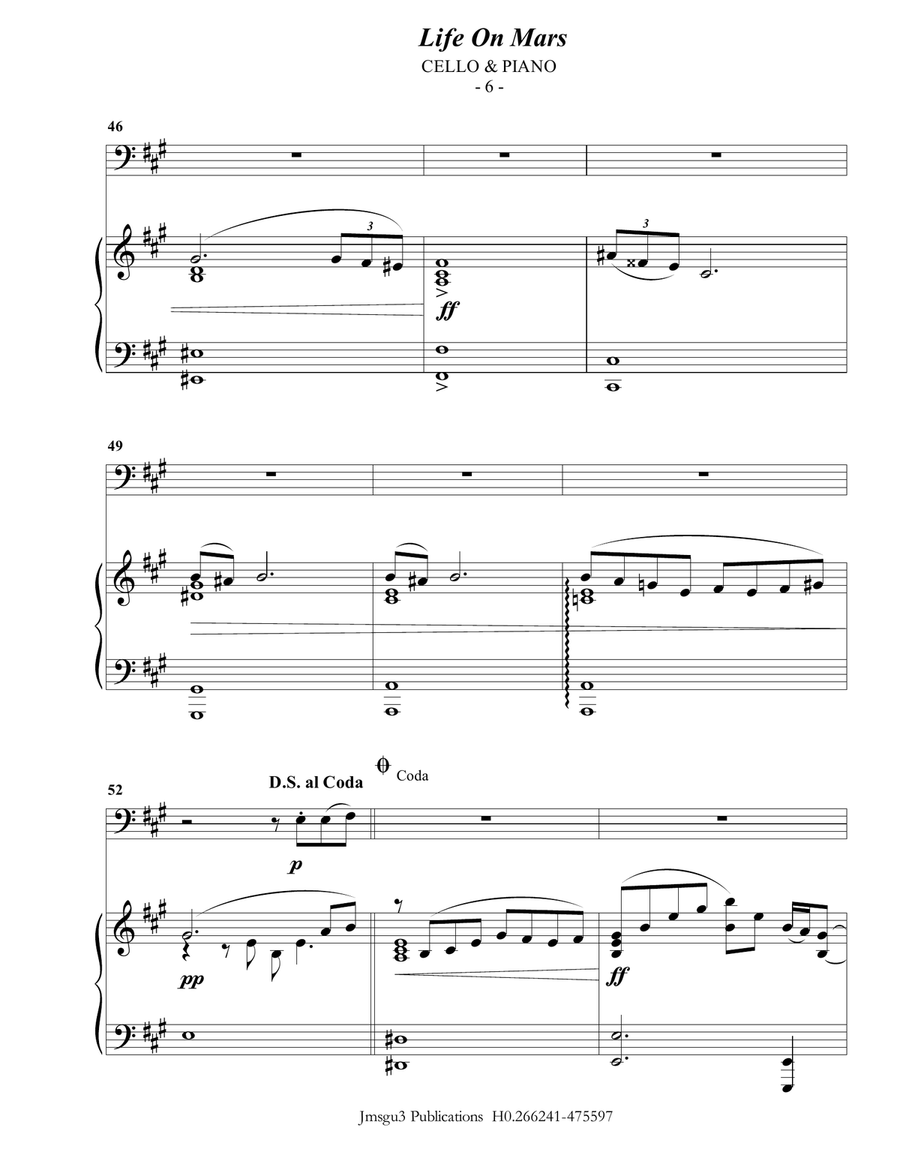 Life On Mars Piano scores gallery preview page 6
