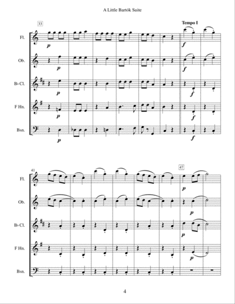 A Little Bartok Suite - Woodwind Quintet Woodwind Quintet scores gallery preview page 4