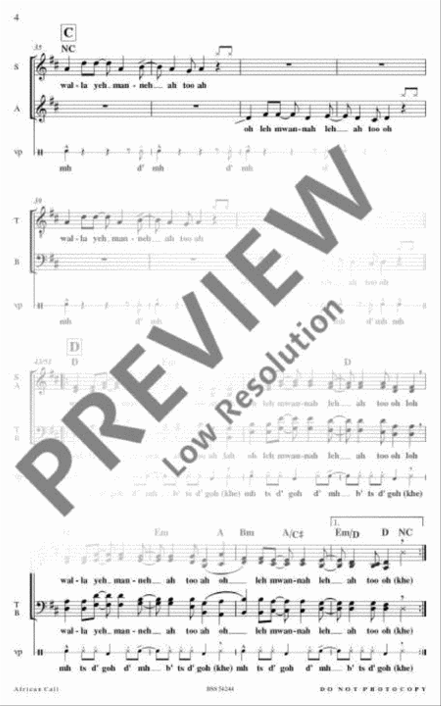 African Call 4-Part scores gallery preview page 7