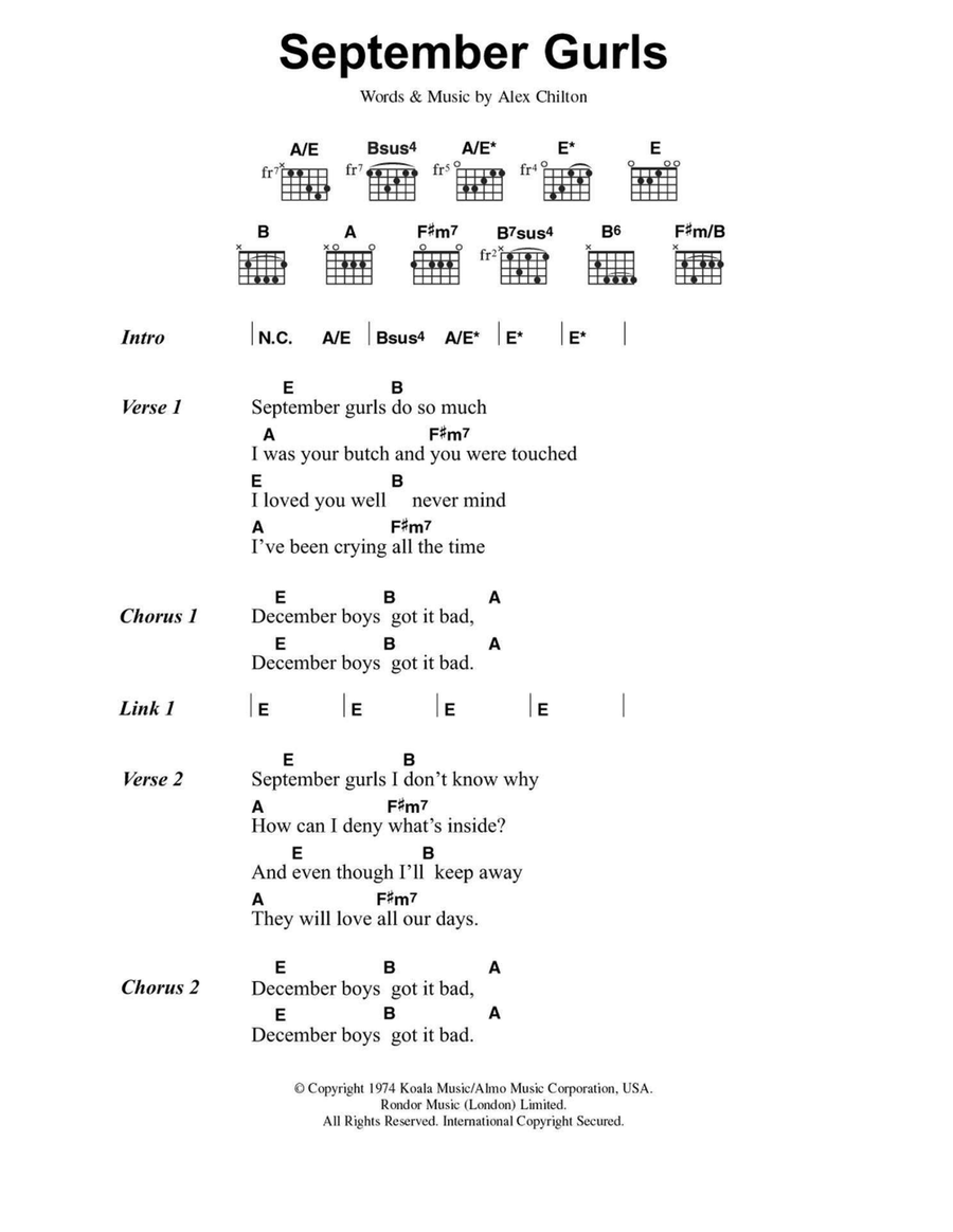 September Gurls Acoustic Guitar scores gallery preview page 1