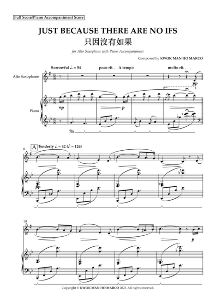 Just Because There Are No Ifs 只因沒有如果 Alto Saxophone scores gallery preview page 2