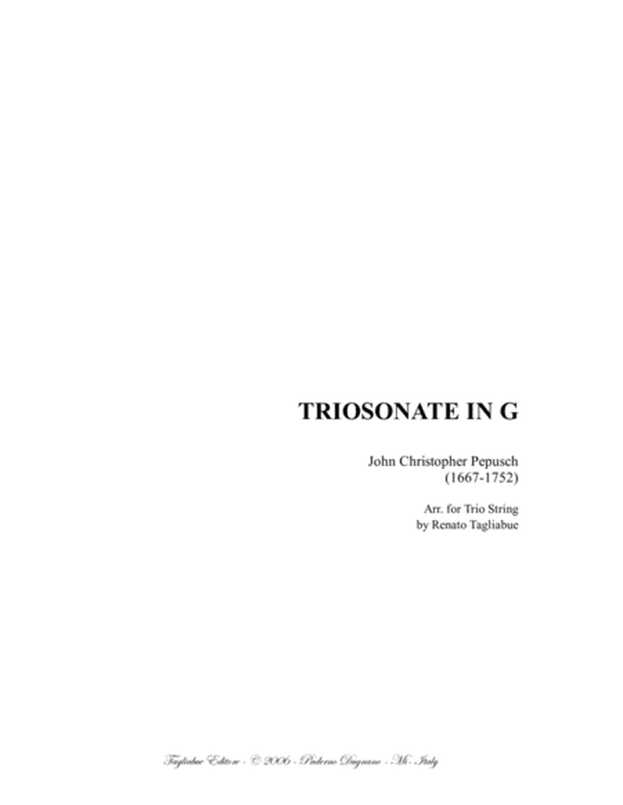 TRIOSONATA IN G - Arr. for Trio String image number null
