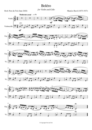 Boléro - Maurice Ravel (Violin & Cello) abridged