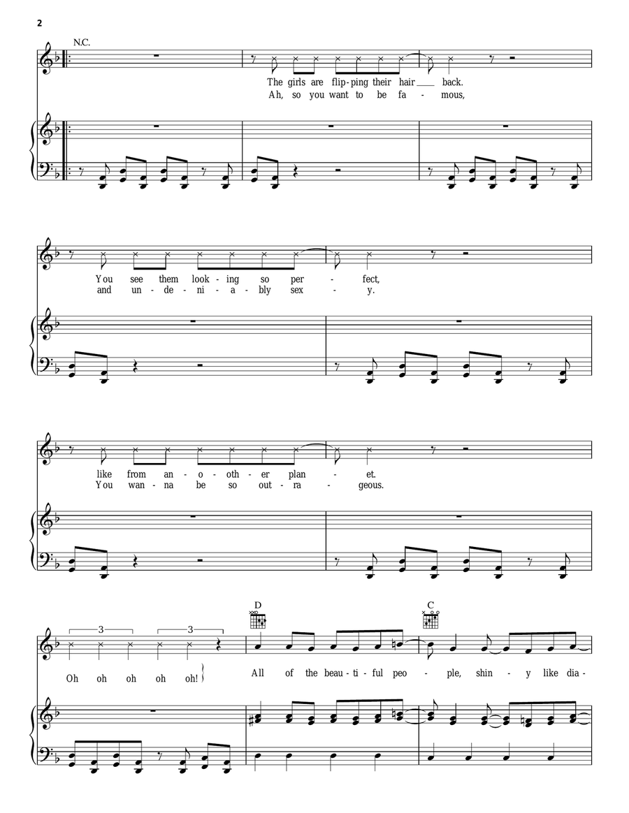 The Beautiful People (from Burlesque) Piano, Vocal, Guitar scores gallery preview page 2