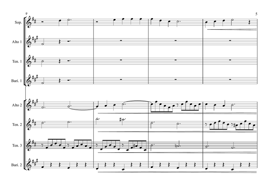 Amor - Lamento Della Ninfa (Monteverdi) (Sax Choir) Woodwind Ensemble scores gallery preview page 5