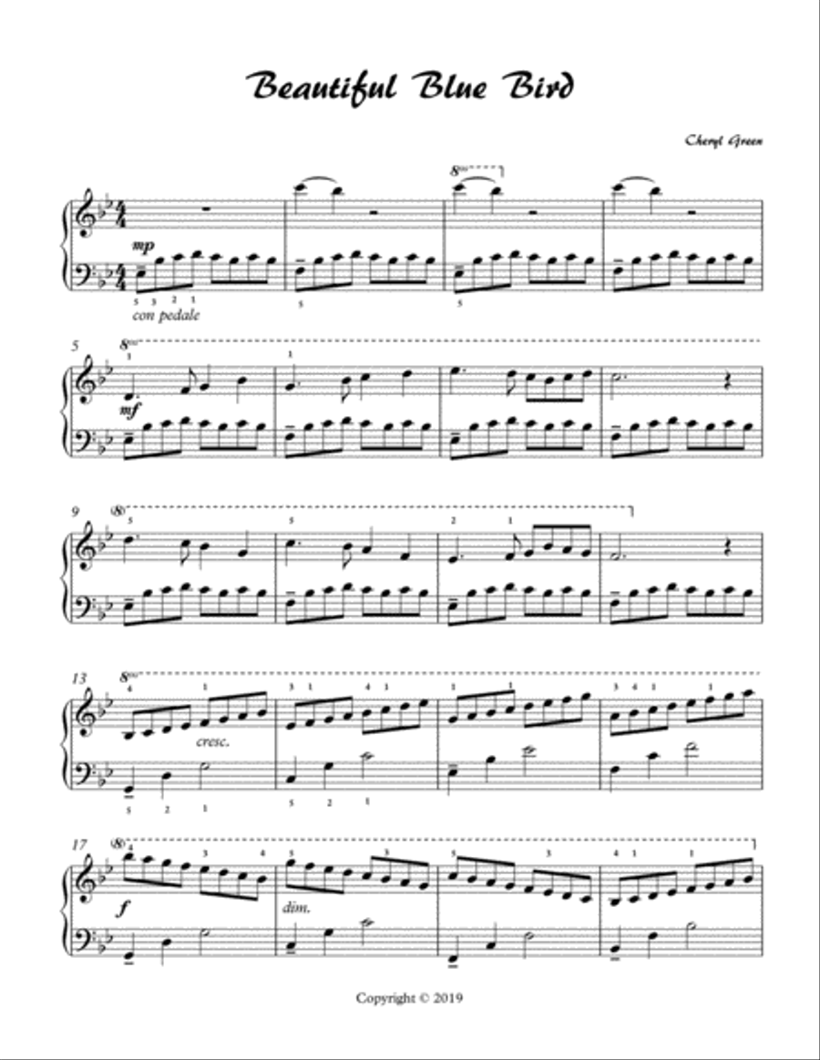 Beautiful Blue Bird Piano Solo scores gallery preview page 2