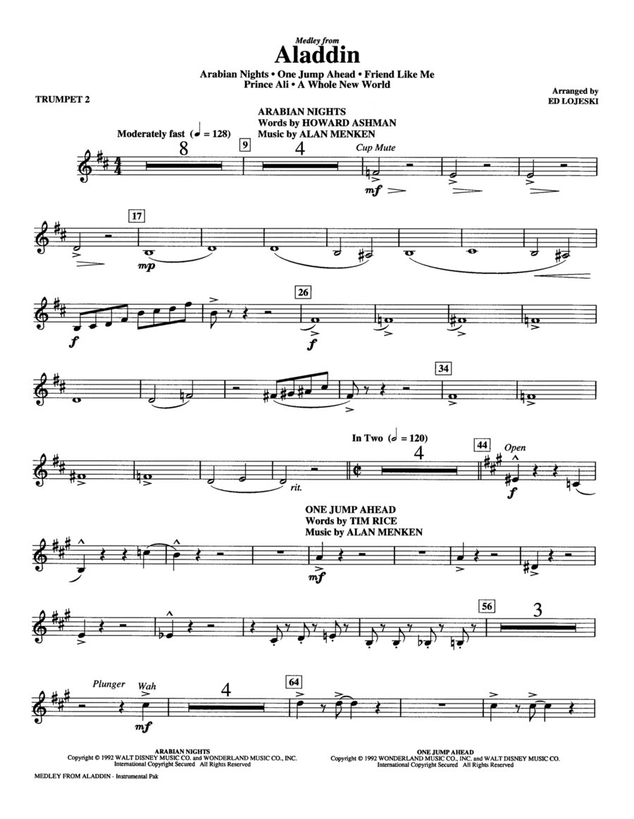 Aladdin (Medley) (arr. Ed Lojeski) - Trumpet 2