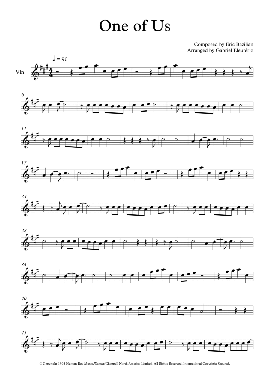 One Of Us Violin Solo scores gallery preview page 1