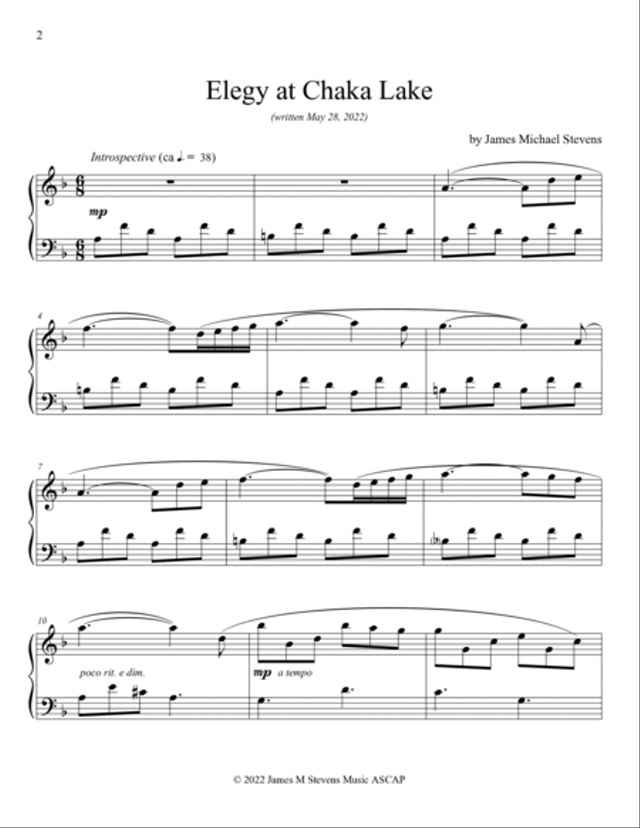 Elegy at Chaka Lake Elegy at Chaka Lake Piano Solo scores gallery preview page 2