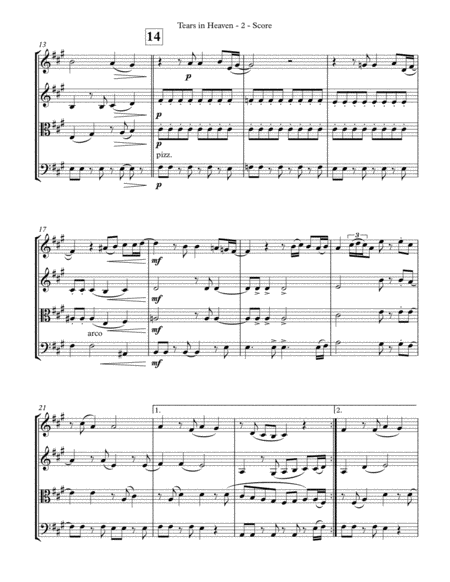 Tears In Heaven (for String Quartet) - Advanced Intermediate image number null