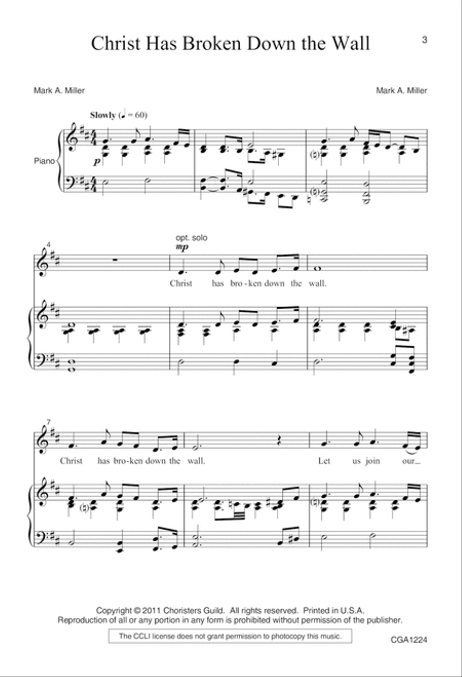 Christ Has Broken Down the Wall 4-Part scores gallery preview page 3