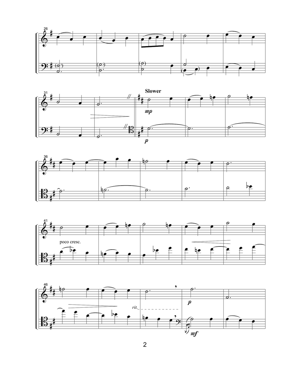 Duo on 'Hyfrydol' (Treble/Bass) Woodwind Duet scores gallery preview page 2