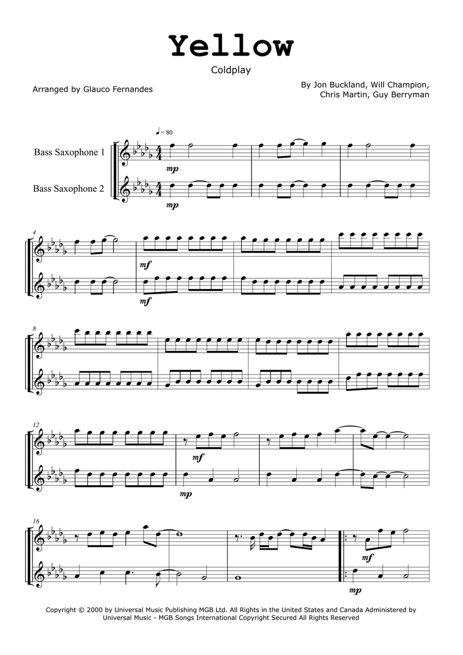 Yellow Woodwind Duet scores gallery preview page 1