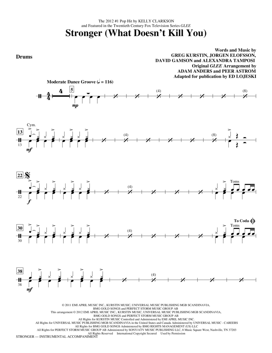 Stronger (What Doesn't Kill You) - Drums Choir scores gallery preview page 1