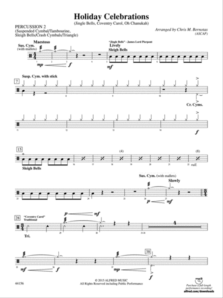 Holiday Celebrations: 2nd Percussion Concert Band scores gallery preview page 1