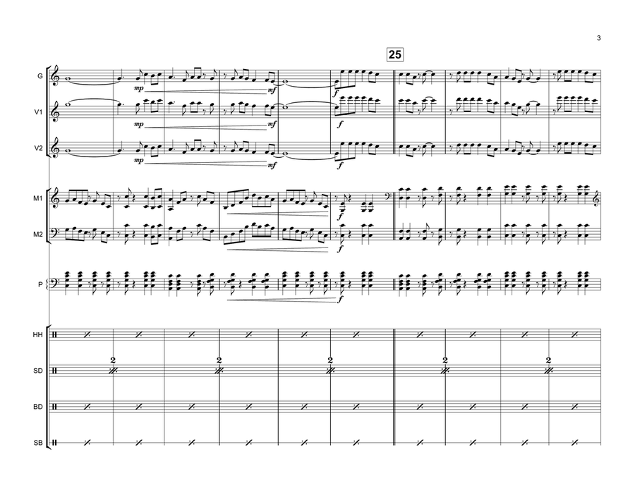 Feliz Navidad Percussion Ensemble scores gallery preview page 3