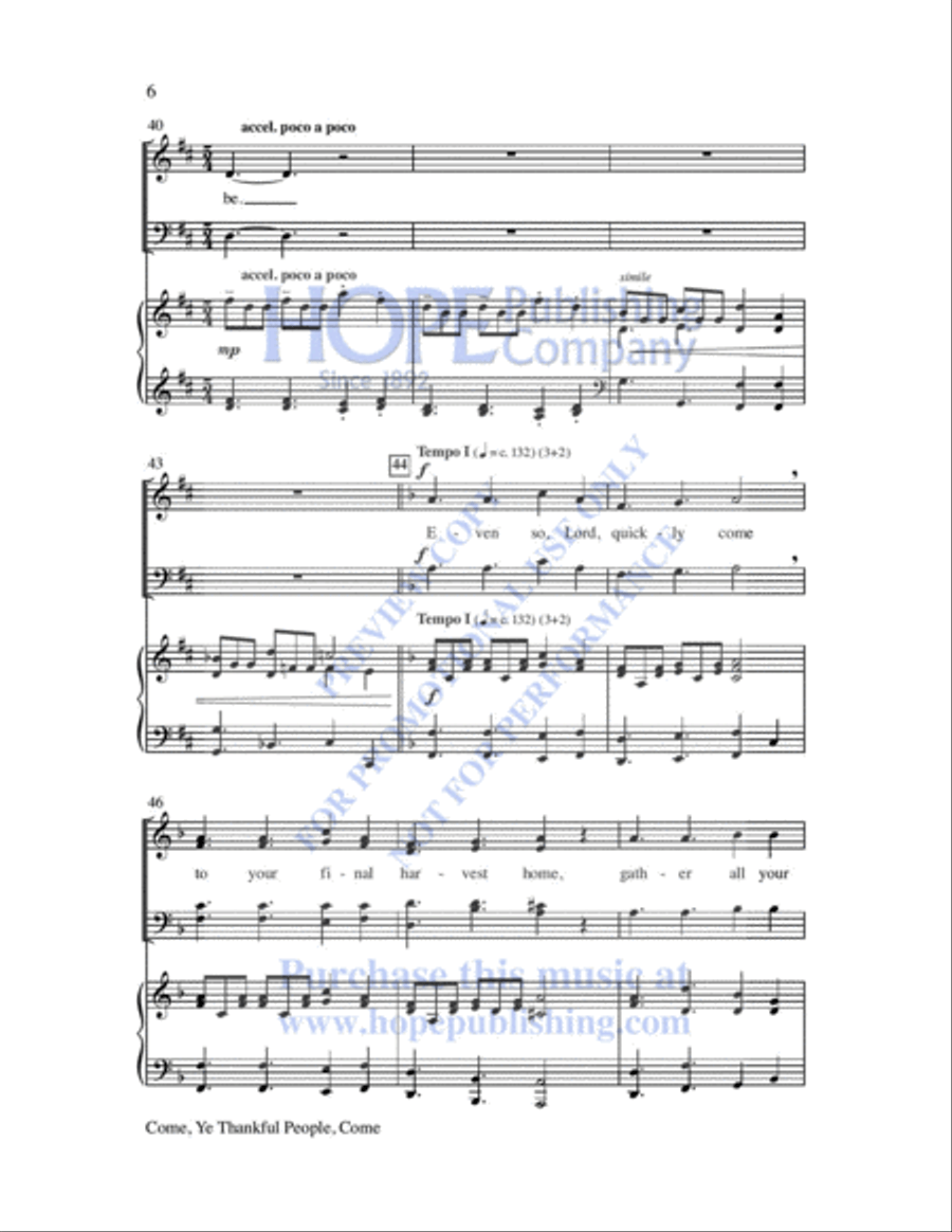 Come, Ye Thankful People, Come 4-Part scores gallery preview page 7