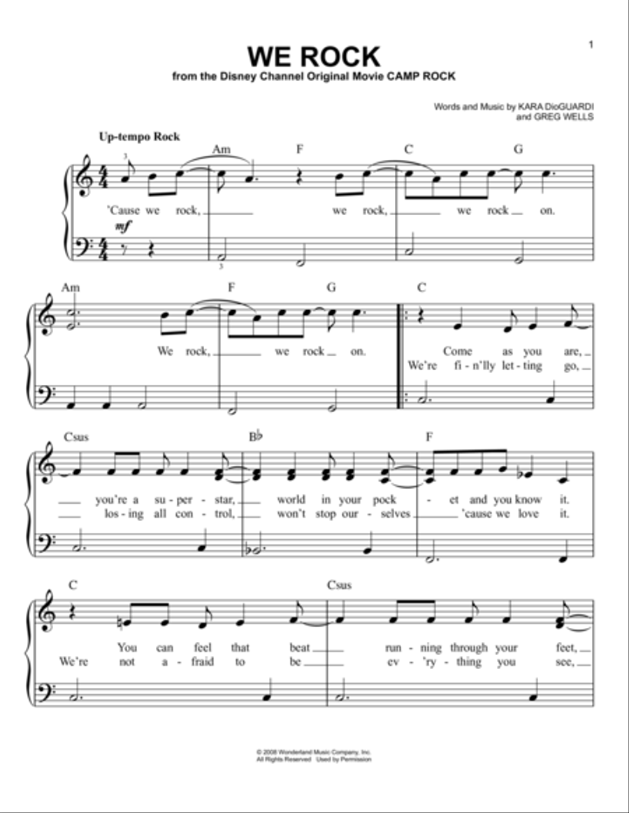 We Rock We Rock Easy Piano scores gallery preview page 1