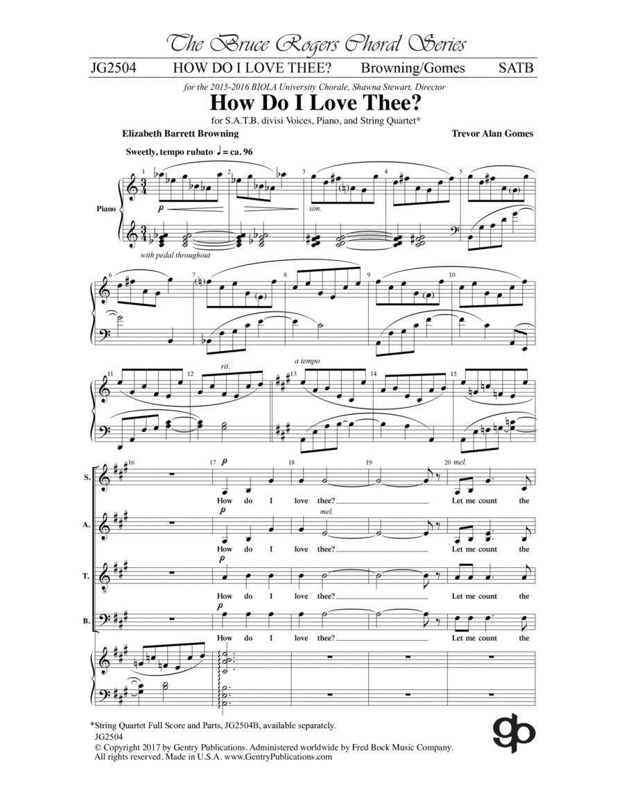 How Do I Love Thee? 4-Part scores gallery preview page 1