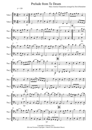 Prelude From Te Deum for Tuba Duet