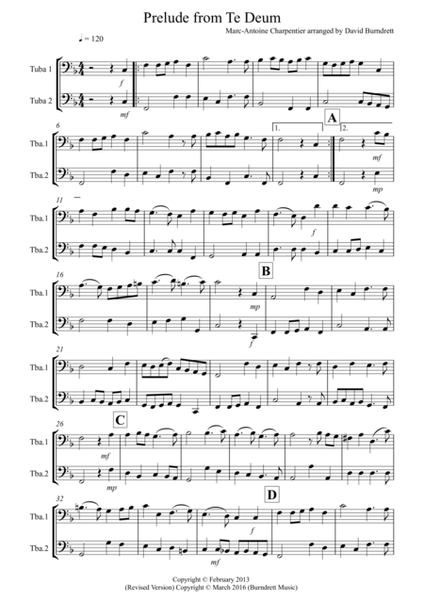 Prelude From Te Deum for Tuba Duet image number null