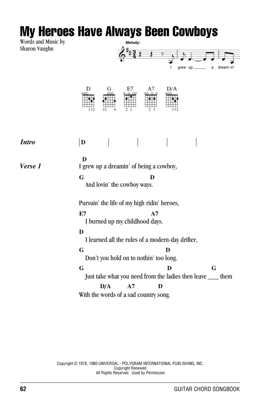 My Heroes Have Always Been Cowboys Acoustic Guitar scores gallery preview page 1
